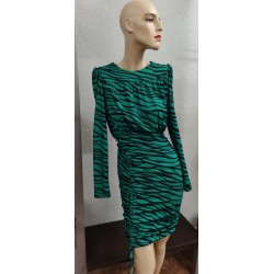 VESTIDO CEBRA VERDE Y NEGRO 2160