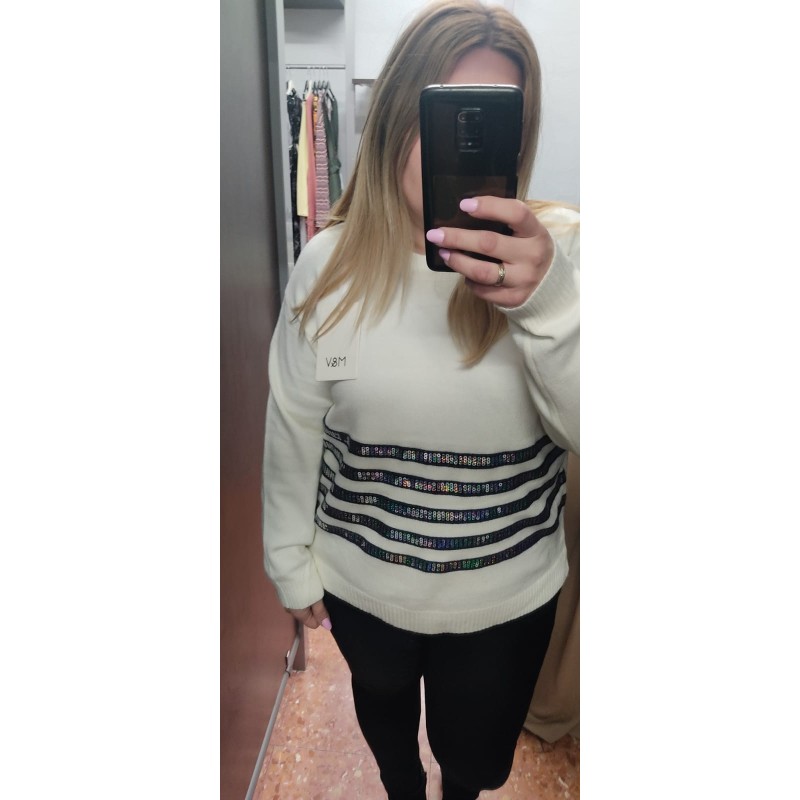 JERSEY BLANCO RAYAS BRILLO 2210