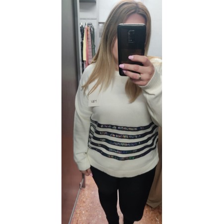 JERSEY BLANCO RAYAS BRILLO 2210