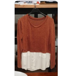 BASICO PICO MARRÓN CON FALSA CAMISA. 2124